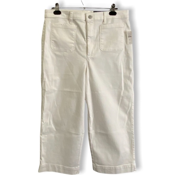 Talbots Denim - TALBOTS  White ‘Flawless’ High Waist Wide Leg Crop Jeans Size 12